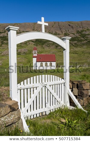 ストックフォト: Church At Gufudalur Nedri With Gate In Iceland