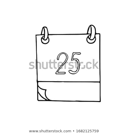 Foto stock: Simple Black Calendar Icon With 25 December Date Isolated On White