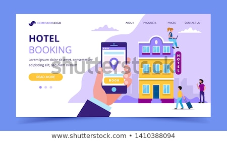 Foto d'archivio: Booking Hotel Concept Landing Page