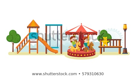 Foto stock: Little Girl On Carousel