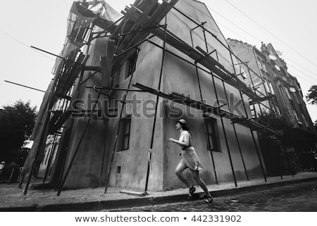 Foto stock: Style Girl At The Street Photo In Black And White Style