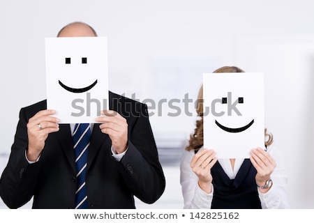 Foto stock: Mature Woman Showing Smiley Face