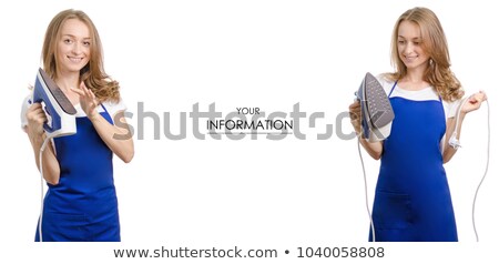 Stok fotoğraf: Girl Holding Steam Iron