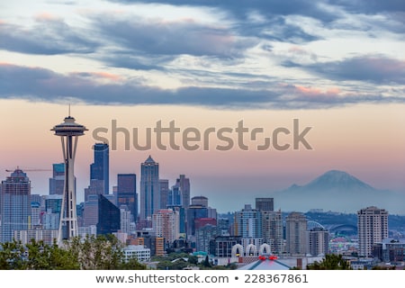 Foto stock: Seattle Washington City Skyline At Dusk Panorama