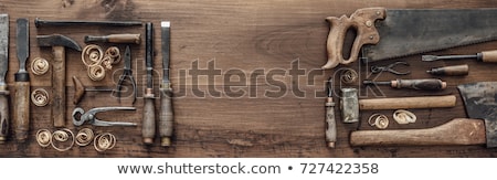 Сток-фото: Vintage Woodworking Tools On A Wooden Workbench