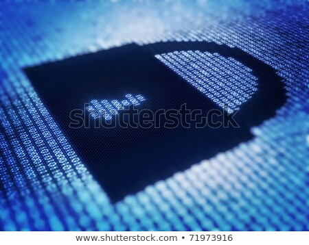 Foto stock: ódigo · binário · e · forma · de · bloqueio · na · tela · pixelada