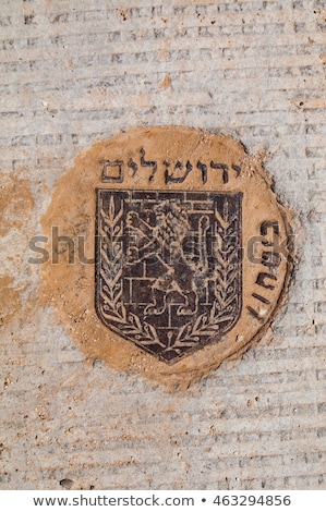 Stockfoto: Lion Of Judah Emblem Found On A Street In Jerusalem