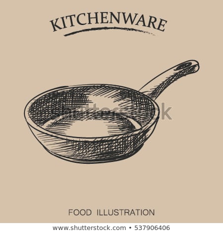 Stok fotoğraf: Frying Pan Hand Drawn Sketch Icon