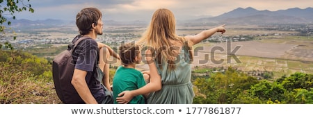 Stock photo: Happy Tourists Mom And Son In Pagoda Travel To Asia Concept Traveling With A Baby Concept