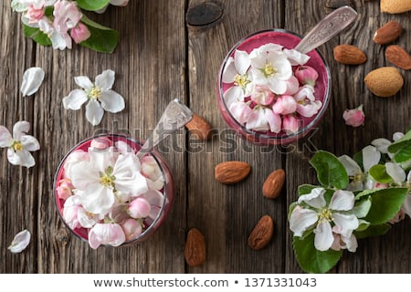 Stock fotó: Chia Pudding With Almond Milk And Apple Blossoms