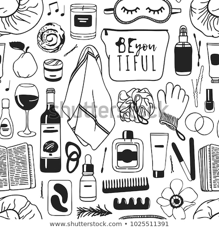 Stockfoto: Manicure Hand Drawn Doodles Seamless Pattern Nails Art Background