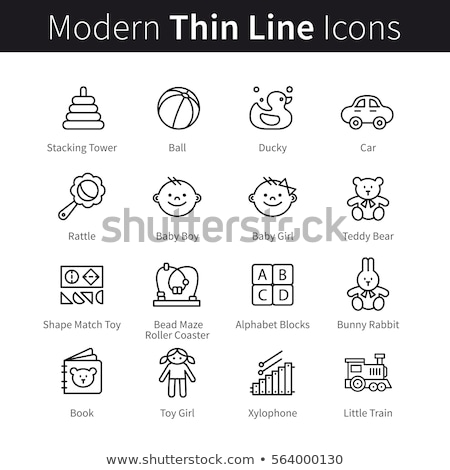 Foto stock: Interactive Kids Games Vector Thin Line Icons Set