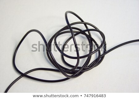 Foto stock: Blue Microphone With Black Wire Isolated On White