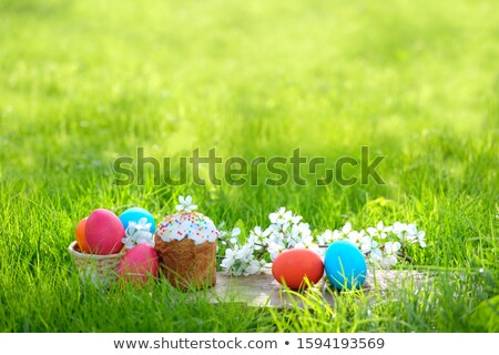 Foto stock: Happy Easter Easter Composition With Orthodox Sweet Cake