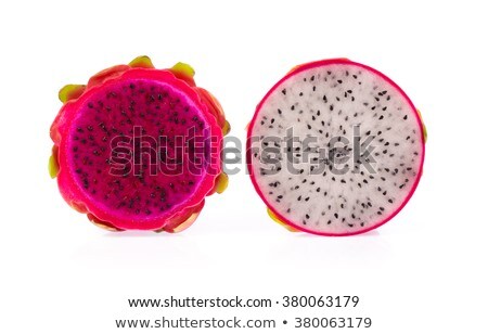 Сток-фото: Whole Dragon Fruit And Slice Of Dragon Fruit Isolated Objects On White