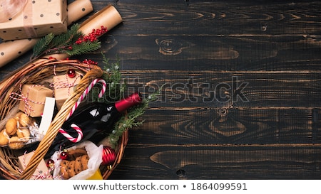 Stok fotoğraf: Bottle Of Red Wine In Basket