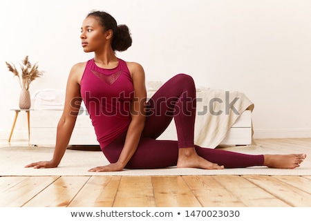 Сток-фото: Young Woman Doing Sport Exercises Isolated On White