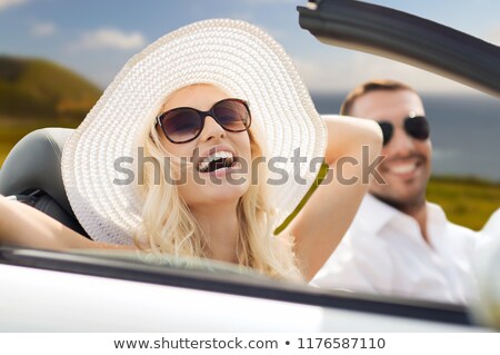 Stock photo: Woman Driving Convertible Car On Big Sur Coast
