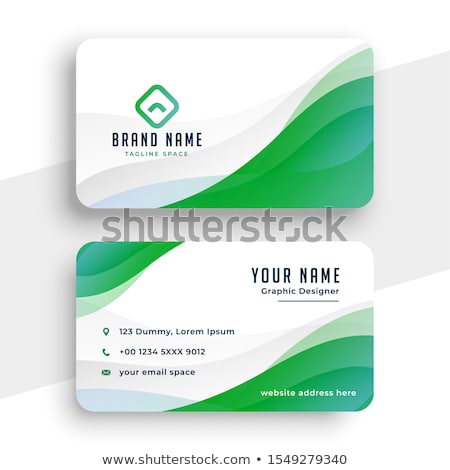 Stok fotoğraf: Green Wavy Professional Business Card Design
