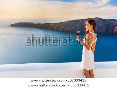 Woman With Glass Of Wine Enjoying Cruise Stok fotoğraf © Maridav