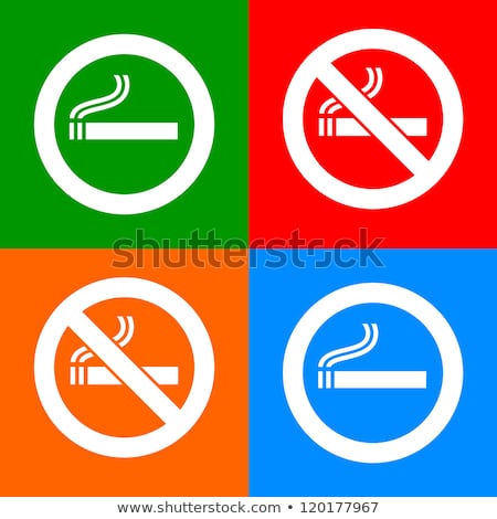 Stockfoto: No Smoking Sign Red Vector Icon Button