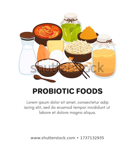 Сток-фото: Vector Probiotic Foods Best Sources Of Probiotics Beneficial Bacteria Improve Health Design Is Fo