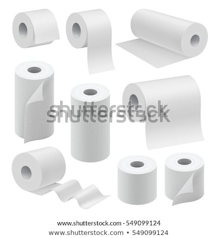 Сток-фото: Realistic Paper Roll Set Kitchen Towel Packaged Toilet Paper Cash Tape