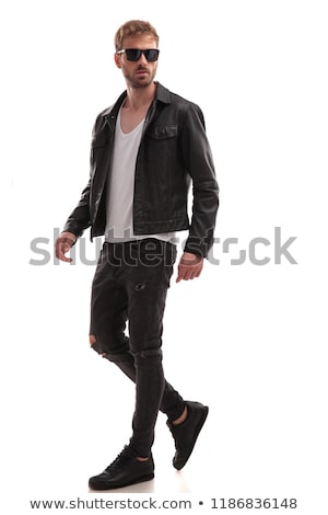 Stok fotoğraf: Cool Attractive Man In Leather Jacket