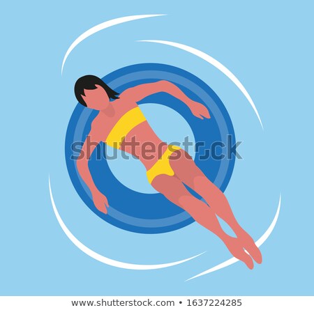 Stockfoto: Summertime Woman In Bikini Swimsuit Round Toy