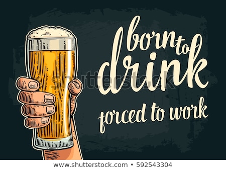 Foto stock: Beer Glass Born To Drink Advertising Poster Vector