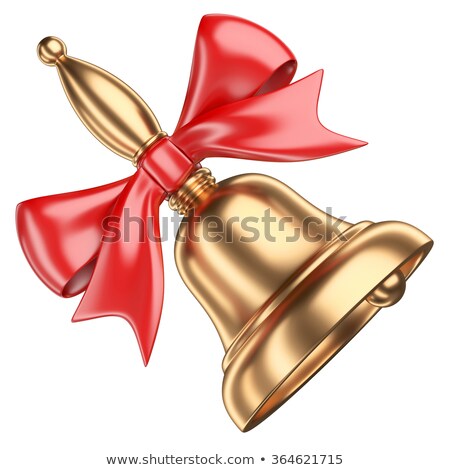 Stockfoto: Christmas Bell With Handle And Red Ribbon