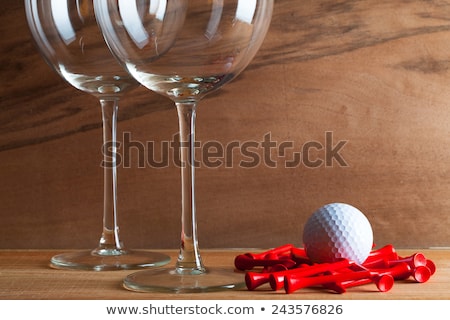 ストックフォト: Glass Of Wine And Golf Equipments