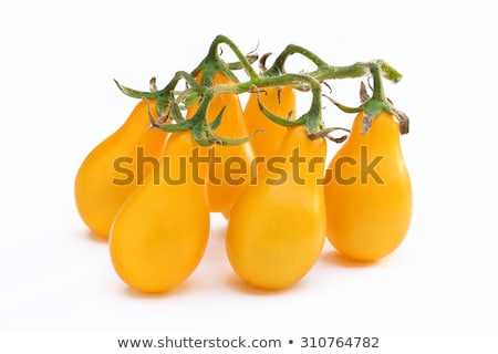 Foto stock: Beautiful Fresh Ripe Yellow Pear With Green Leaf Isolated On Whi