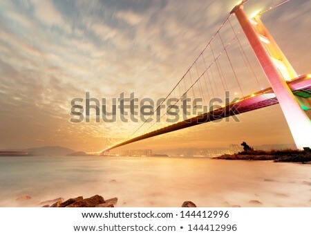 Sunset Over A Bridge In Hong Kong Foto d'archivio © elwynn