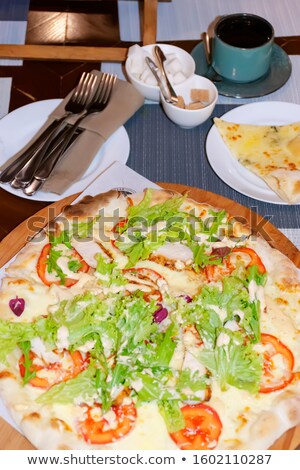 ストックフォト: Close Up Of Delicious Pizza Served With Cutlery