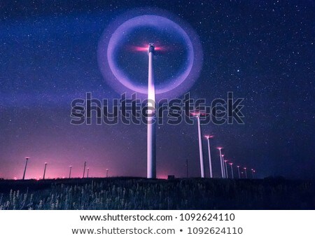 Stock photo: Stars And A Windmill At Night