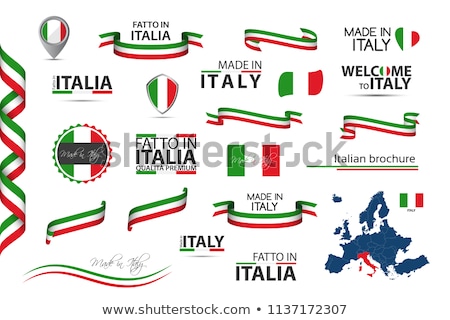 Foto stock: Big Set Of Italian Ribbons Symbols Icons And Flags Isolated On A White Background Made In Italy