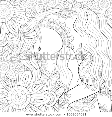 ストックフォト: Vector Unicorn Pattern Coloring Page