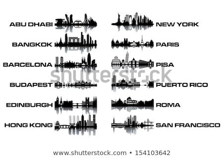 Bangkok City Skyline Black And White Silhouette Stockfoto © ojal