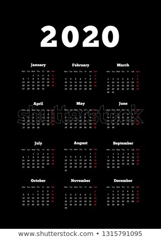 Stock photo: Calendar On 2020 Year With Week Starting From Monday A4 Sheet On Dark Background