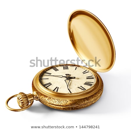 Stock fotó: Gold Pocket Watch And Hourglass