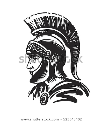 Stok fotoğraf: Roman Centurion Mascot Head With Helmet Vector Graphic