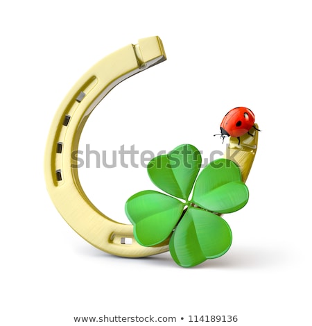 [[stock_photo]]: 3d Golden Horseshoe With Clovers