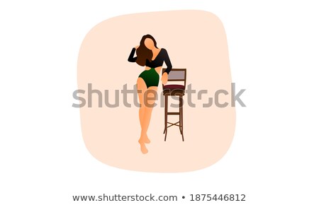 Stock fotó: Sitting Bikini Woman Silhouette Isolated On White