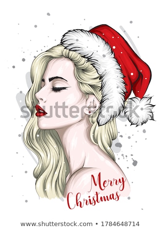 Foto stock: Beautiful Woman In Santa Claus Clothes Portrait