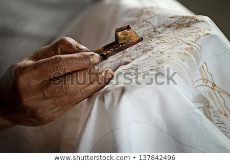 Batik Painting On A White Cloth Process Stockfoto © pzAxe