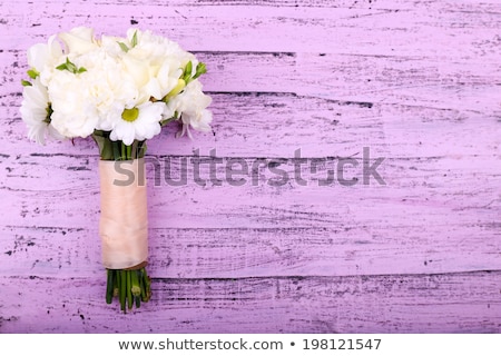 Foto stock: Old Vintage Frame For Photos And Bouquet Of Flowers Of Pink Clov