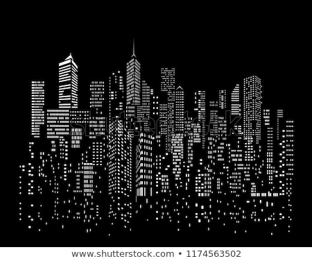 Stock foto: New York City Skyline Black And White Illustration