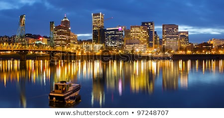 Stock photo: Portland City Skyline Along Willamette River At Dusk