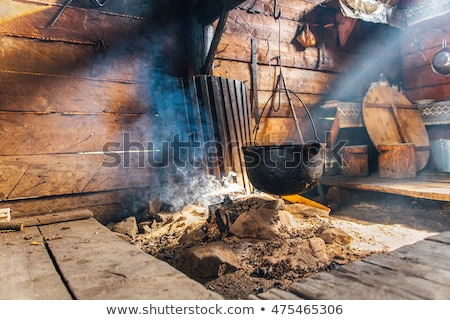 Foto stock: Shepherds Pots And Pans In The Carpathian Mountains